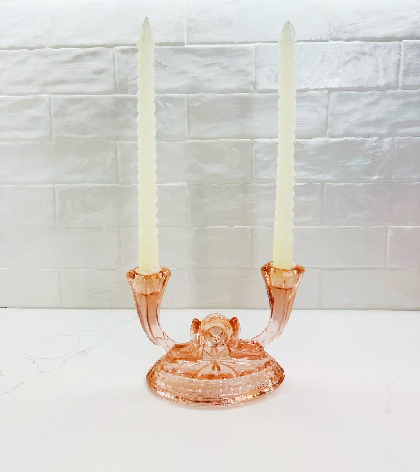 pink double stick candle holder