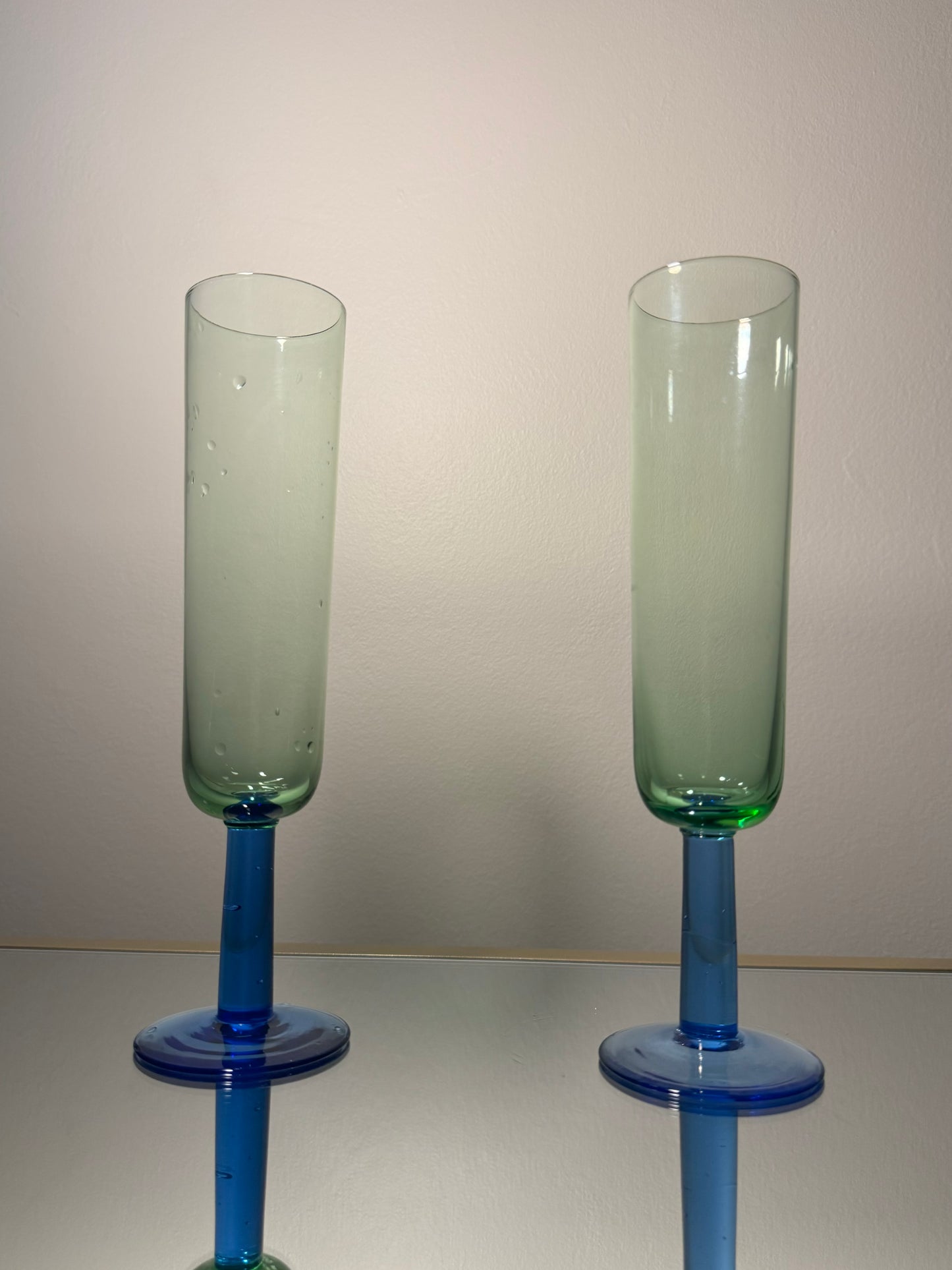green glasses w/ blue stem