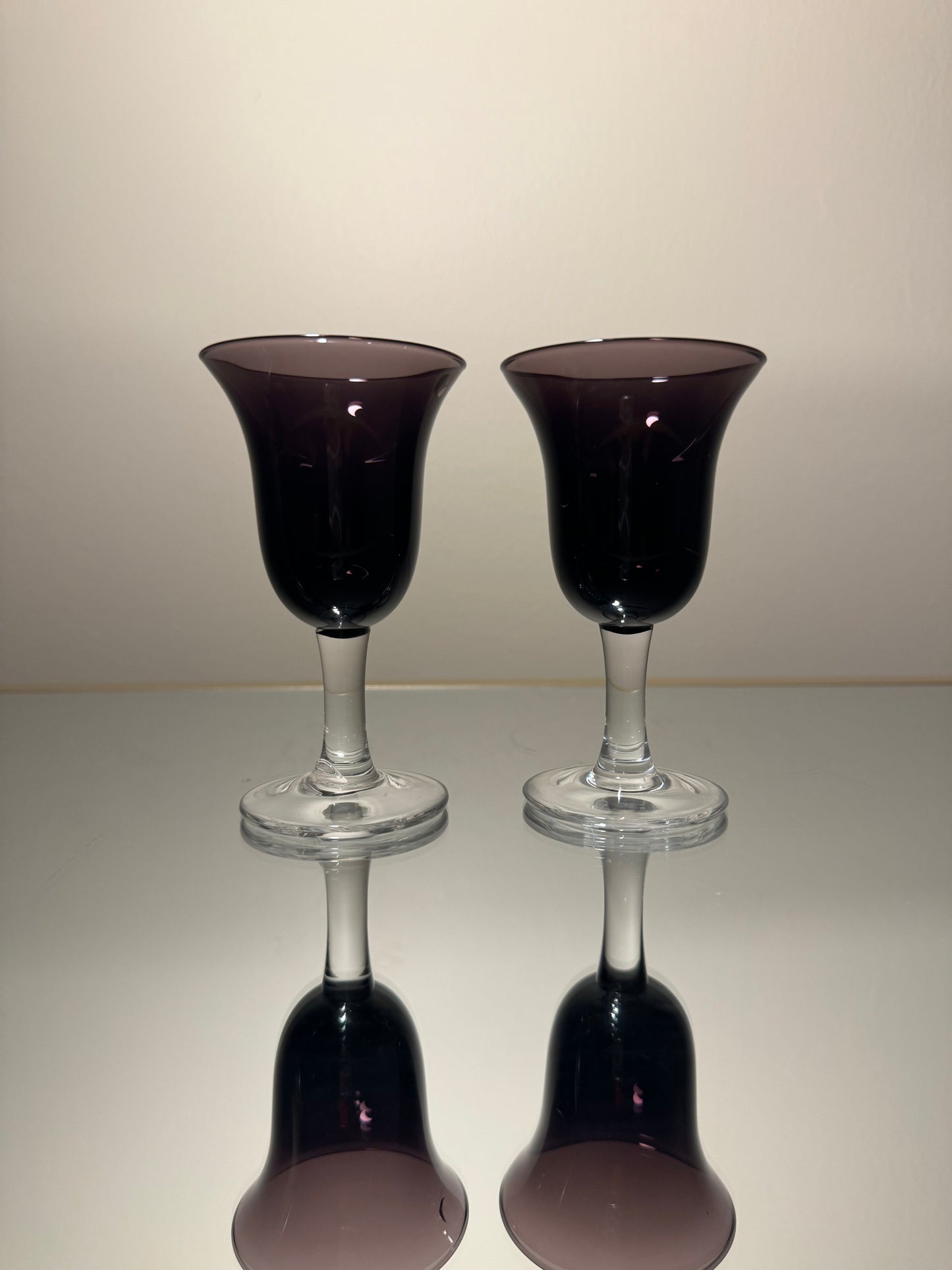 deep purple shot glasses w/ clear stem detail