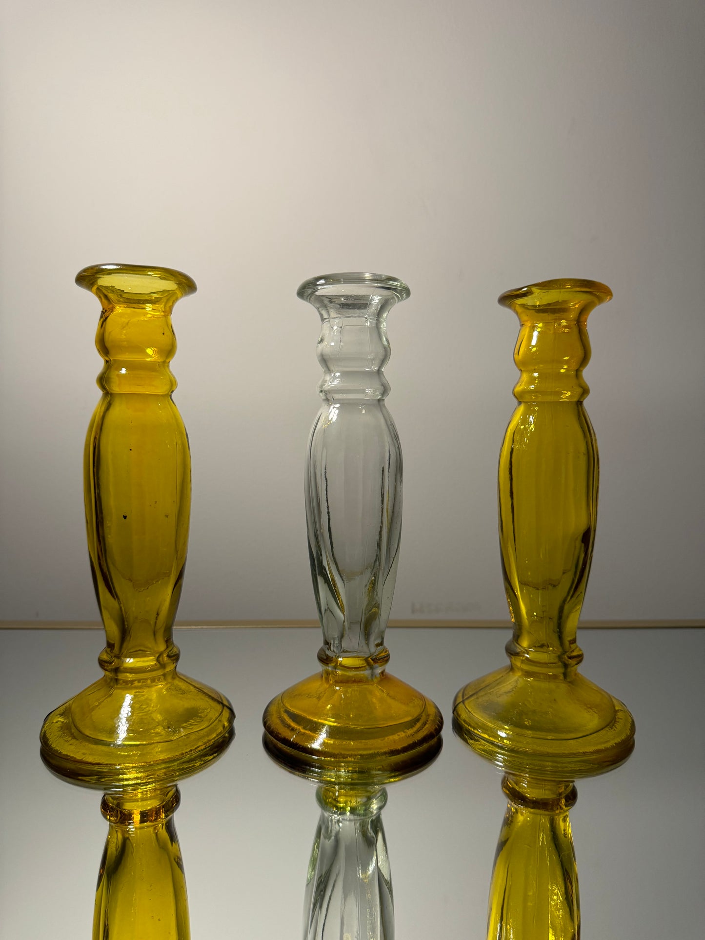 yellow glass vase set