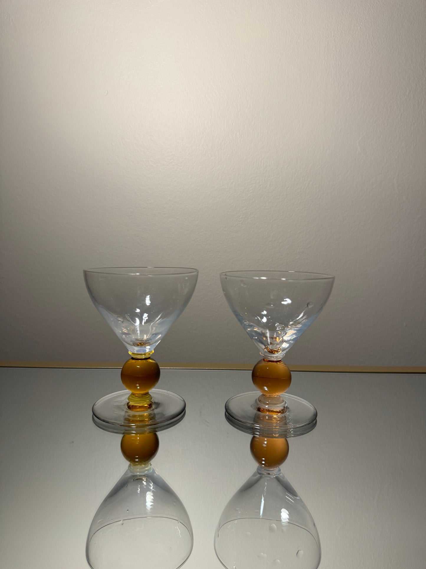 clear glasses w/ orange stem detail