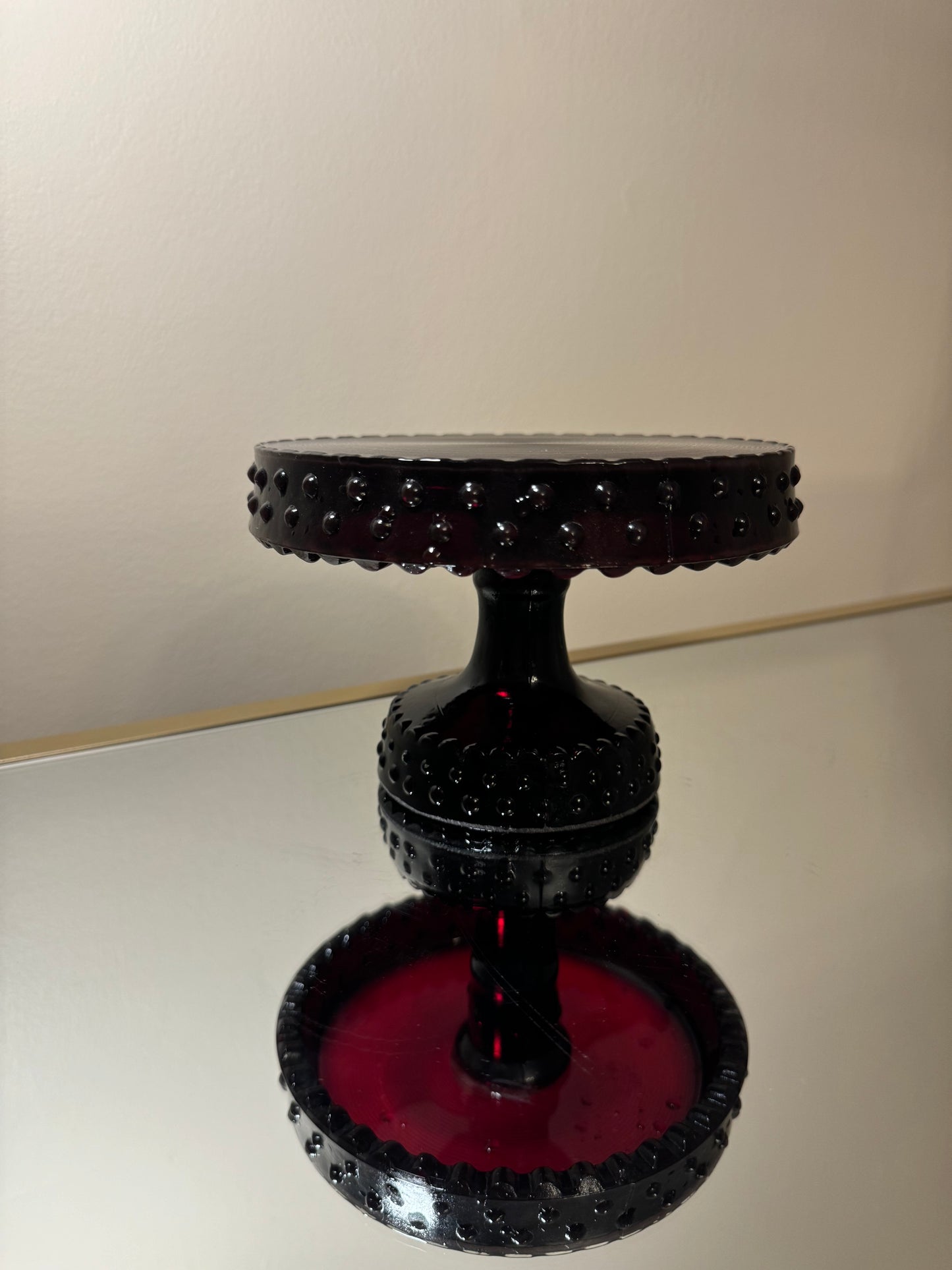 ruby red cake stand w/ texture
