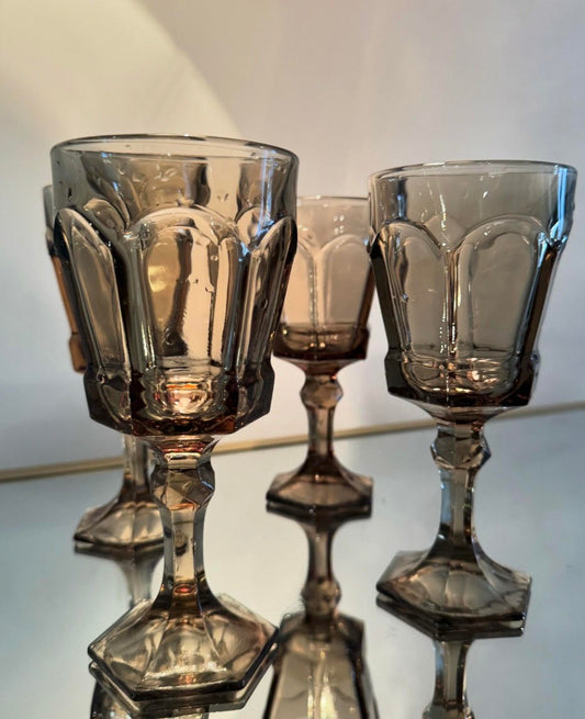 brown/clear glass set