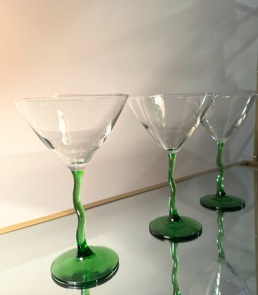 green stem martini glass set