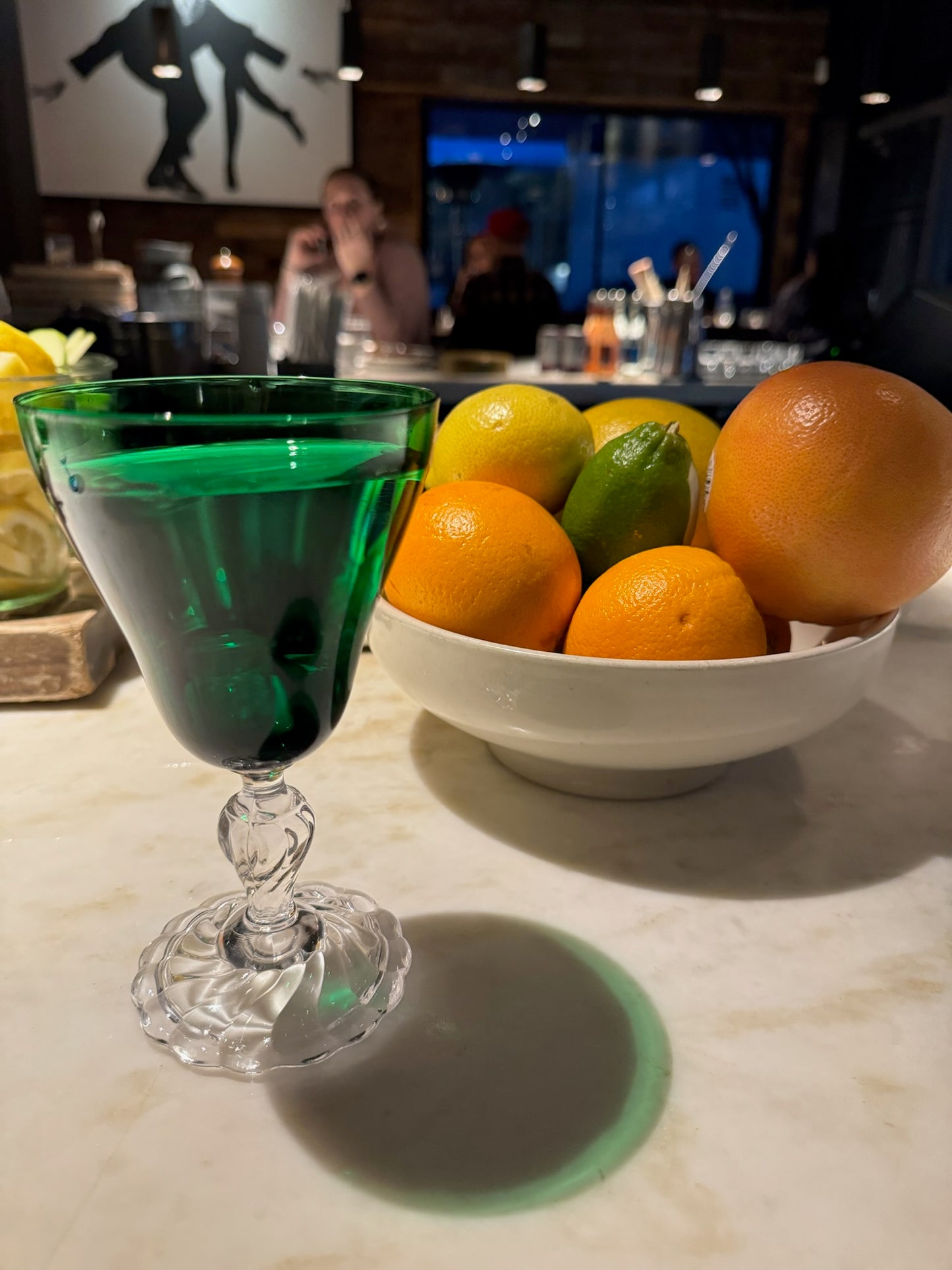 green glasses w/ crystal base