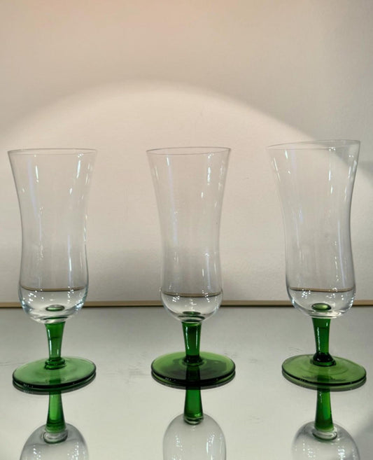 green stem glass set