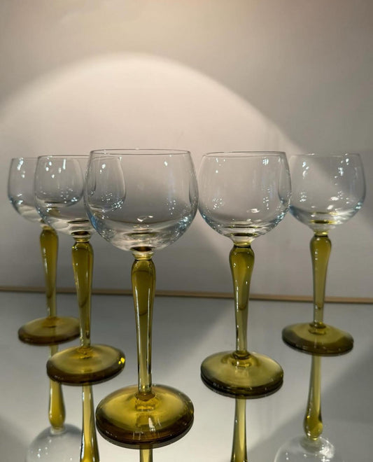 wine glasses w/ mustard stem set